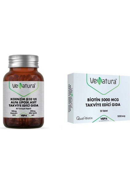 Koenzim Q10, Alfa Lipoik Asit 60 Kapsül + Biotin 5000 Mcg 30 Tablet