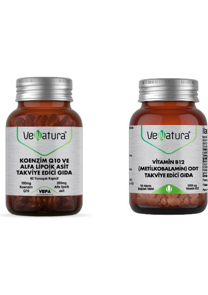 Koenzim Q10, Alfa Lipoik Asit 60 Kapsül + B12 Metilkobalamin 30 Tablet