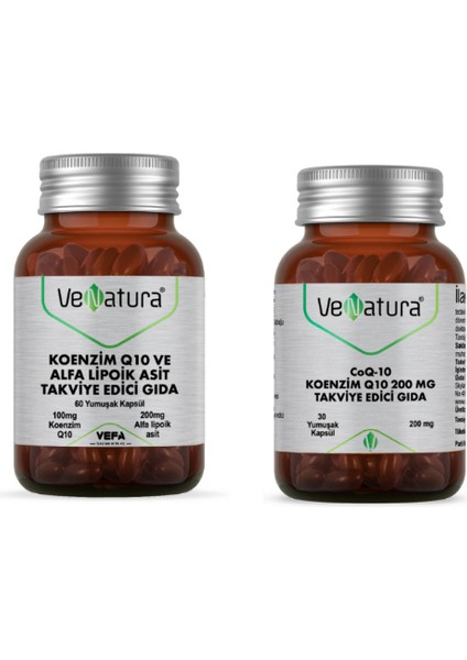 Koenzim Q10, Alfa Lipoik Asit 60 Kapsül + Koenzim Q10 200 Mg 30 Kapsül