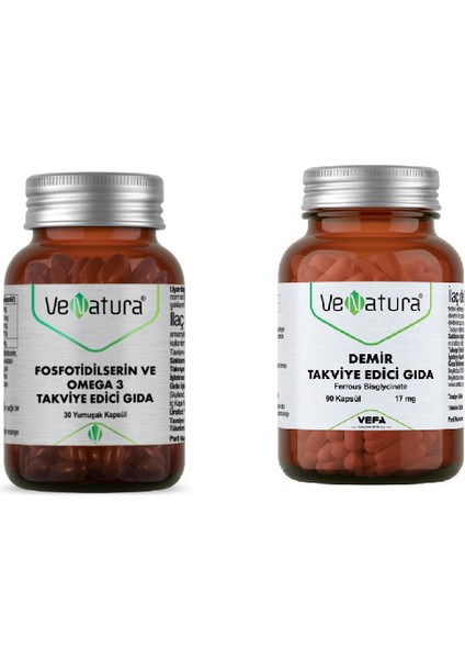 Fosfotidilserin ve Omega 3 30 Kapsül + Demir (17 Mg) 90 Kapsül