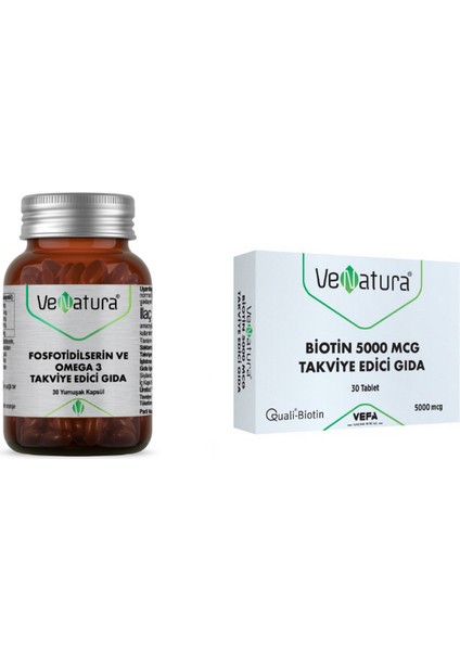 Fosfotidilserin ve Omega 3 30 Kapsül + Biotin 5000 Mcg 30 Tablet