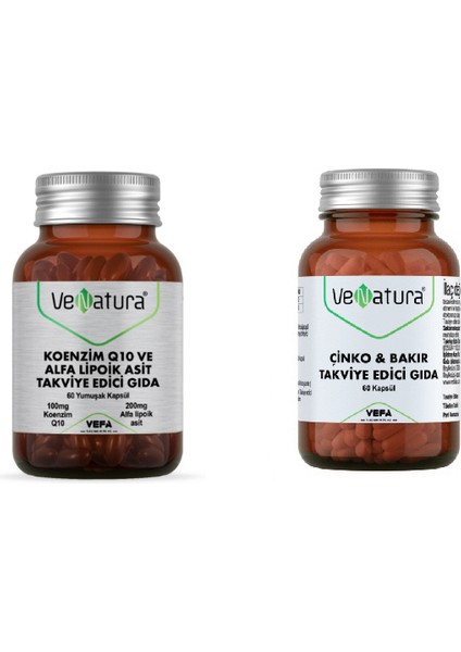 Koenzim Q10, Alfa Lipoik Asit 60 Kapsül + Çinko & Bakır 60 Kapsül