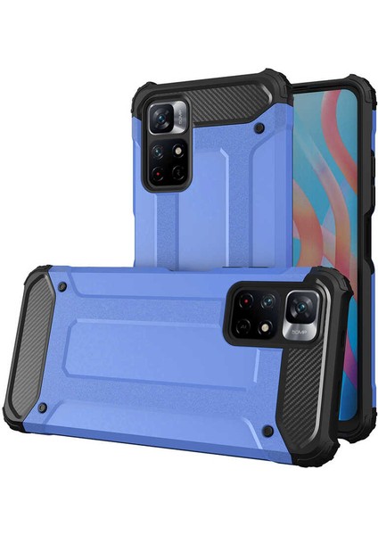 Caseart Xiaomi Poco M4 Pro 5g Kapak Çift Katmanlı Zırh Tank Kılıf - Mavi