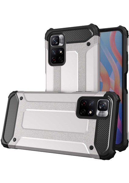 Case World Caseworld Xiaomi Poco M4 Pro 5g Kapak Çift Katmanlı Zırh Tank Kılıf - Gri