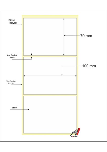 Etiket Termal Barkod - 70x100 Barkod Etiketi 500 Sarımlı 10 Rulo 5.000 Adet
