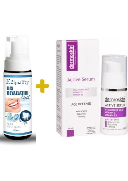 E2'quality Diş Köpük + Dermoskin Active Serum 15 ml Nemlendirici Serum