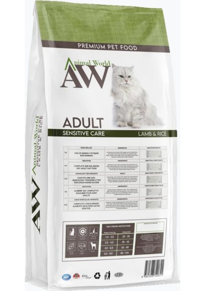 Animal World Kuzu Etli Pirinçli Yetişkin Kedi Maması 15 kg