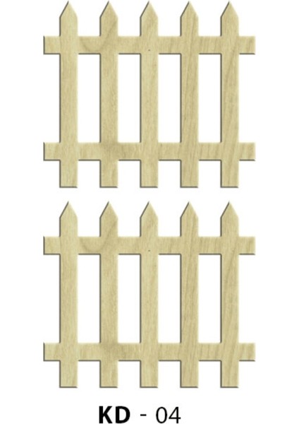 KD04 2li Set Çit Ahşap Paket Süsü, Boyasız Ahşap Süs