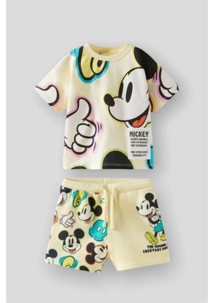 Miniko Kids Bebek Mickey Modelli Şortlu Pamuk Takım