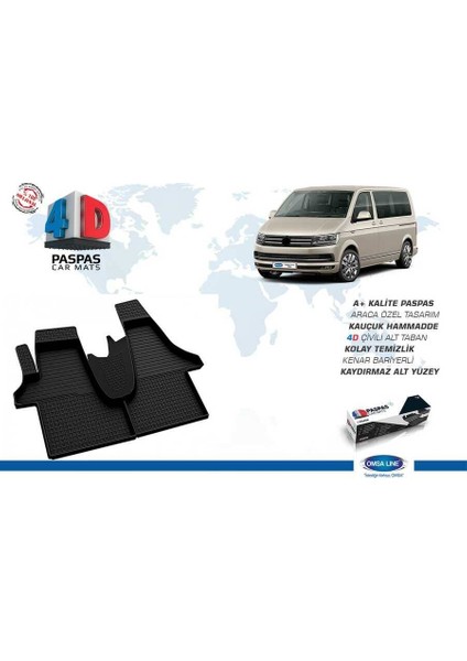 Vw T6 Transporter 4d Havuzlu Paspas Siyah 2015 ve Sonrası