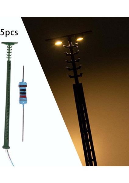 5 Adet Model Demiryolu Işıkları Ho Gauge Peyzaj Aksesuarları Için Sıcak Beyaz Yeşil (Yurt Dışından) modelleri