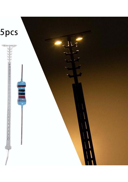 5 Adet Model Demiryolu Işıkları Ho Gauge Peyzaj Aksesuarları Için Sıcak Beyaz Gümüş (Yurt Dışından) modelleri