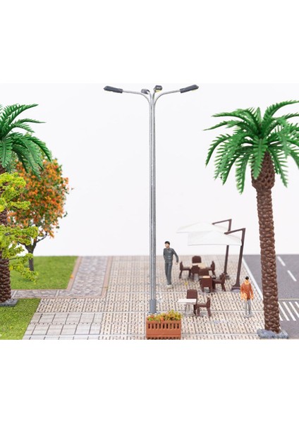 Model Tren Lamba Sokak Işıkları Lamppost Ho Oo Modelleri Düzeni Dört Kafa 1:75 Beyaz (Yurt Dışından)