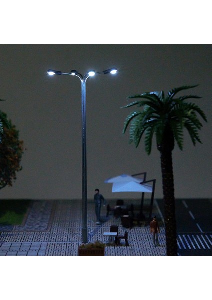 Model Tren Lamba Sokak Işıkları Lamppost Ho Oo Modelleri Düzeni Dört Kafa 1:75 Beyaz (Yurt Dışından)