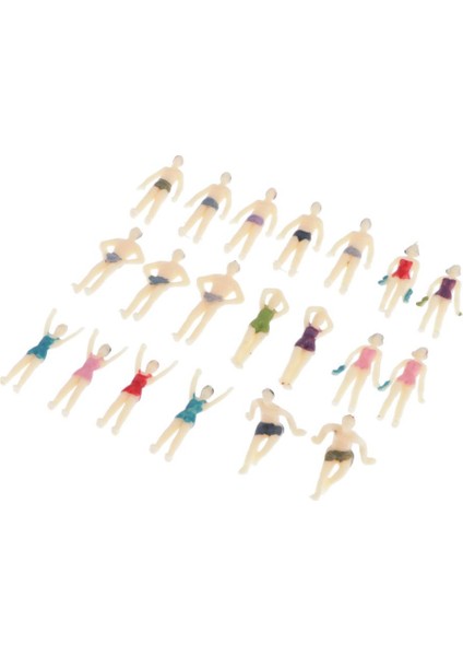 1:75 Oo Ölçekli Plaj Yüzücü Renkli Boyalı Erkek ve Kadın Rakamlar Modeli 20 Adet (Yurt Dışından) fiyatları