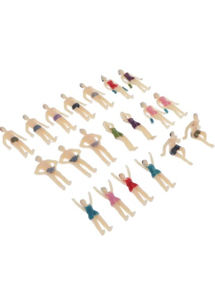 1:75 Oo Ölçekli Plaj Yüzücü Renkli Boyalı Erkek ve Kadın Rakamlar Modeli 20 Adet (Yurt Dışından) modelleri