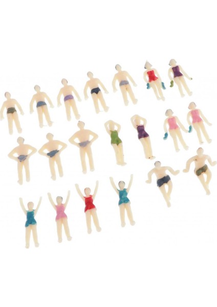 1:75 Oo Ölçekli Plaj Yüzücü Renkli Boyalı Erkek ve Kadın Rakamlar Modeli 20 Adet (Yurt Dışından) fırsatları