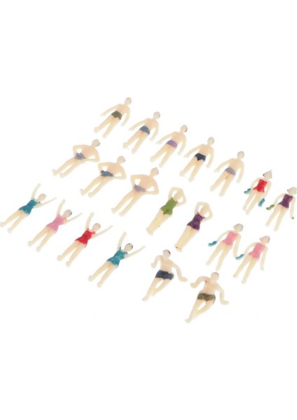 1:75 Oo Ölçekli Plaj Yüzücü Renkli Boyalı Erkek ve Kadın Rakamlar Modeli 20 Adet (Yurt Dışından) indirimleri