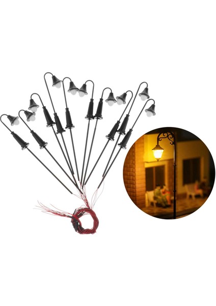 10 / Paket Model Demiryolu Sokak Işık Ho Tt Ölçeği Lampposts 12 V Sıcak Beyaz 1: 100 Sıcak Beyaz (Yurt Dışından) modelleri