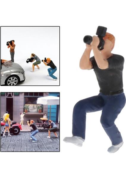 1:87 Boyalı Fotoğrafçı Insanlar Yol Düzeni Masaüstü Dekorasyon Koleksiyonları Siyah Yarım Squat (Yurt Dışından) modelleri
