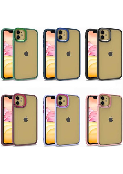 Apple iPhone 11 Kapak Metal Kamera Korumalı Arkası Şeffaf Silikon Kılıf - Yeşil