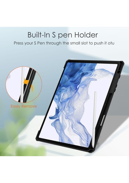 Samsung Galaxy Tab S8 11'' Için Şeffaf Tablet Kılıfı - Siyah (Yurt Dışından)