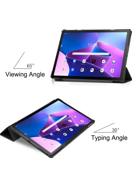 Shin-Wo Lenovo Tab M10 Plus (Gen 3) Için Flip Tablet Kılıfı - Siyah (Yurt Dışından)