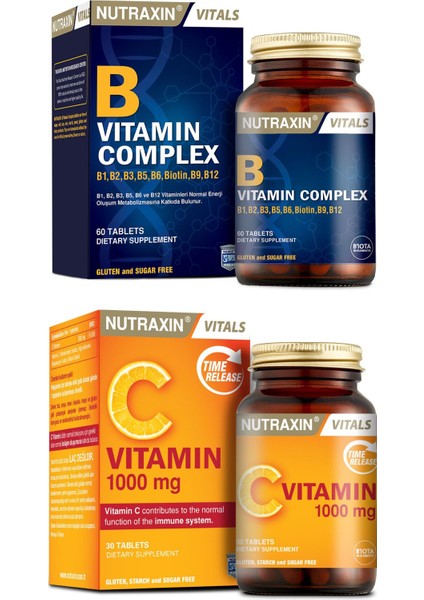 Vitals B Vitamin Complex 60 Tablet + Vitals C Vitamin 1000 Mg 30 Tablet