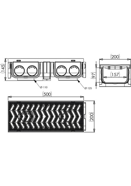 200X145X500MM Drenaj Kanalı