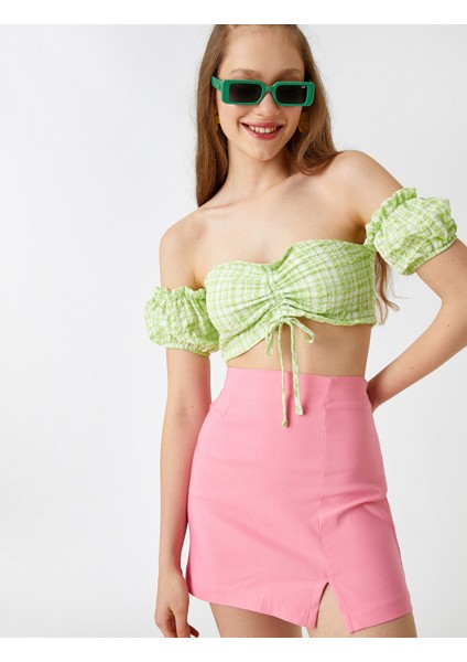 Omzu Açık Ekose Büzgülü Atlet fiyatları