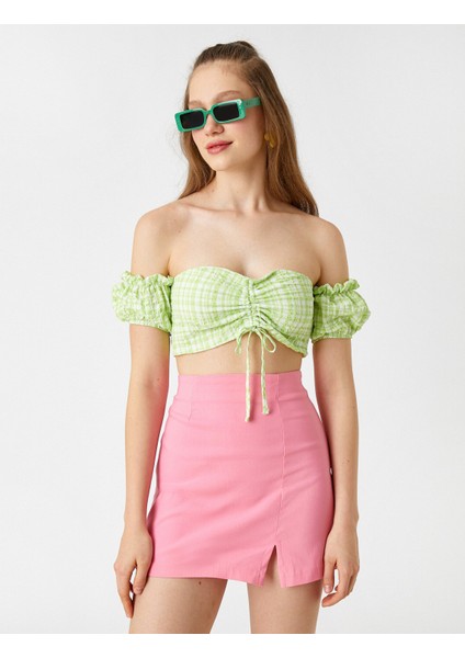 Omzu Açık Ekose Büzgülü Atlet modelleri