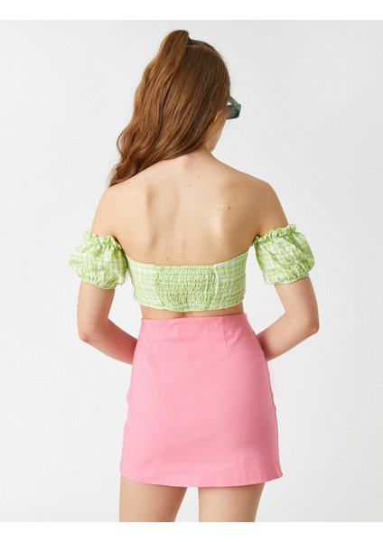 Omzu Açık Ekose Büzgülü Atlet fırsatları