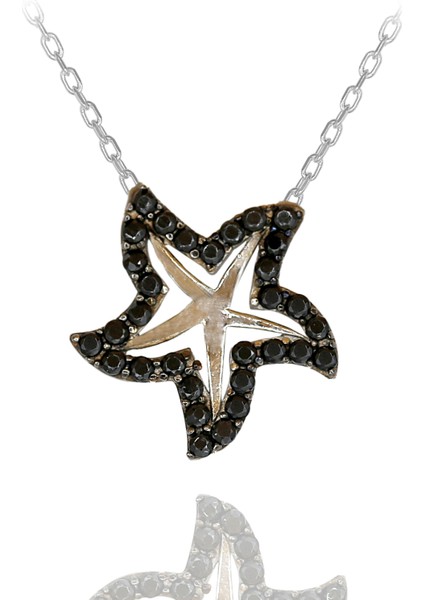 Siyah Taşlı Deniz Yıldızı Gümüş Kolye fiyatları
