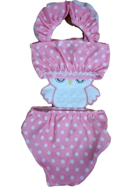 Baykuş Baskılı Pembe Kız Bebek Çocuk Mayokini fiyatları