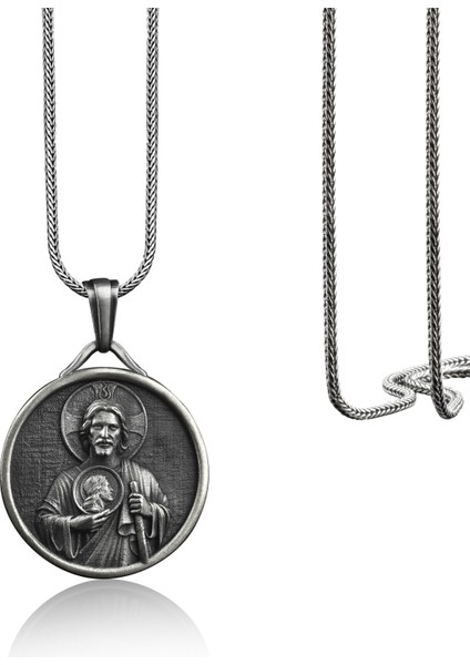 Saint Jude Madalyon Gümüş Kolye