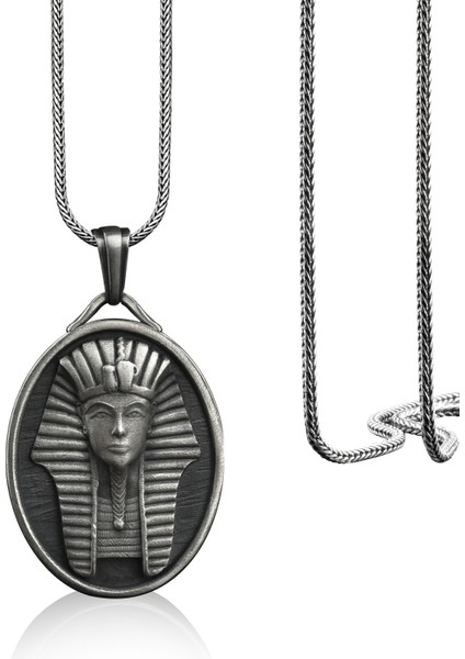 Firavun Kral Tutankhamun Madalyon Gümüş Kolye