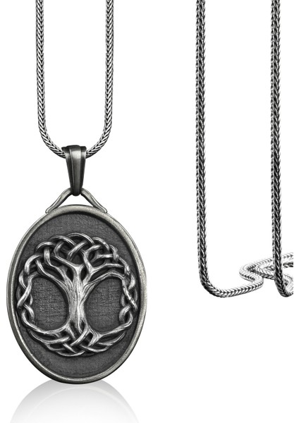 Yggdrasil Aile Ağacı Madalyon Gümüş Kolye