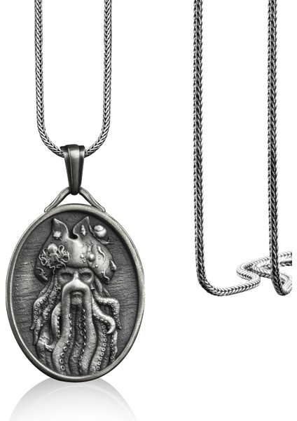 Davy Jones Madalyon Gümüş Kolye