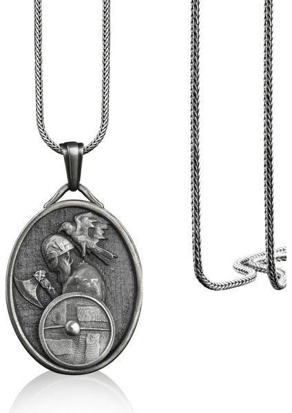 Berserker Viking Savaşçısı Madalyon Gümüş Kolye