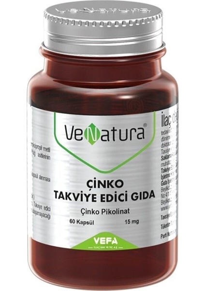 Çinko Takviye Edici Gıda 60 Kapsül 15MG 60KAPSÜL