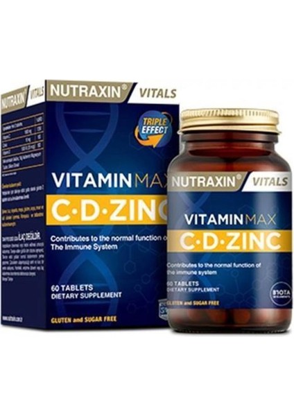 Nutraxın Vıtamın Max C-D-Zınc 60 Tblt 1 Paket(1 x 60 Tabletten)
