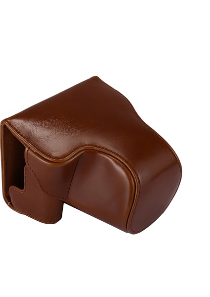 Canon Eos M6 Için Kayışlı Tam Vücut Kamera Pu Deri Kılıf Çanta Siyah (Yurt Dışından)