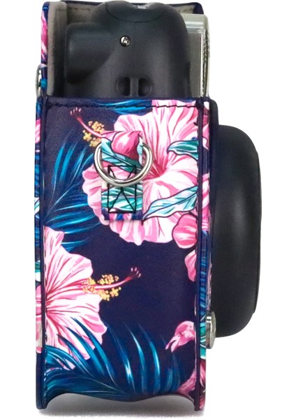 Fujifilm Instax Mini 11 Için Flamingo Desenli Kamera Çantası Siyah Arka Plan (Yurt Dışından)