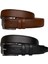 Hakiki Deri 2'li Set 3,5 cm Kumaş Pantolon Kemeri; Siyah, Kahverengi 1