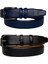 Hakiki Deri 2'li Set 3,5 cm Kumaş Pantolon Kemeri; Siyah, Lacivert 3