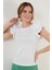 Kolları Fırfırlı Slim Fit Bisiklet Yaka % 100 Pamuk T Shirt Bayan T Shirt 5864500 2