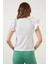 Kolları Fırfırlı Slim Fit Bisiklet Yaka % 100 Pamuk T Shirt Bayan T Shirt 5864500 5