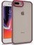 Case World Caseworld Apple iPhone 8 Plus Kapak Metal Kamera Korumalı Arkası Şeffaf Silikon Kılıf - Kırmızı 1