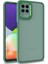 Samsung Galaxy M32 ile Uyumlu Kapak Metal Kamera Korumalı Arkası Şeffaf Silikon ile Uyumlu Kılıf - Yeşil 1