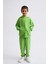 Organik Kapüşonlu Uzun Kollu Erkek Çocuk Sweatshirt - Yeşil - 10-12 2